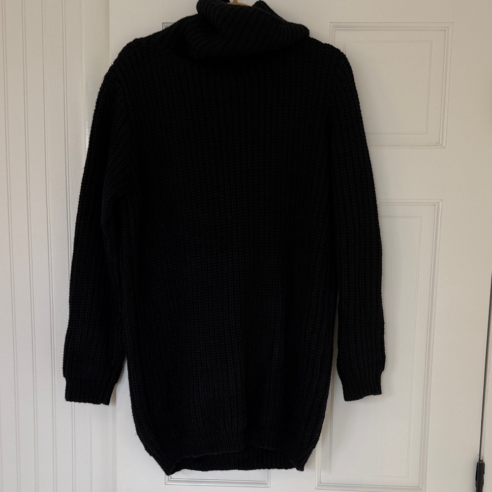 Cozy Black Turtleneck Sweater Dress